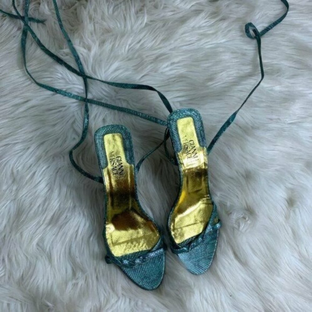 Gianni Versace Couture New Python Strappy Heels Si - image 1